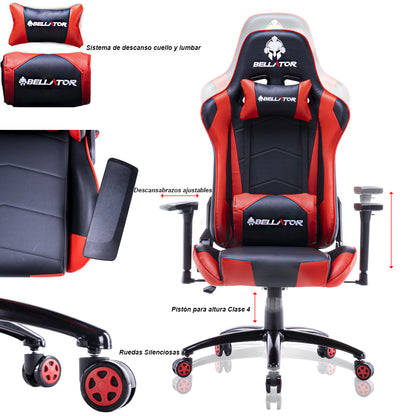 Silla Gamer PRO Serie Helios Roja